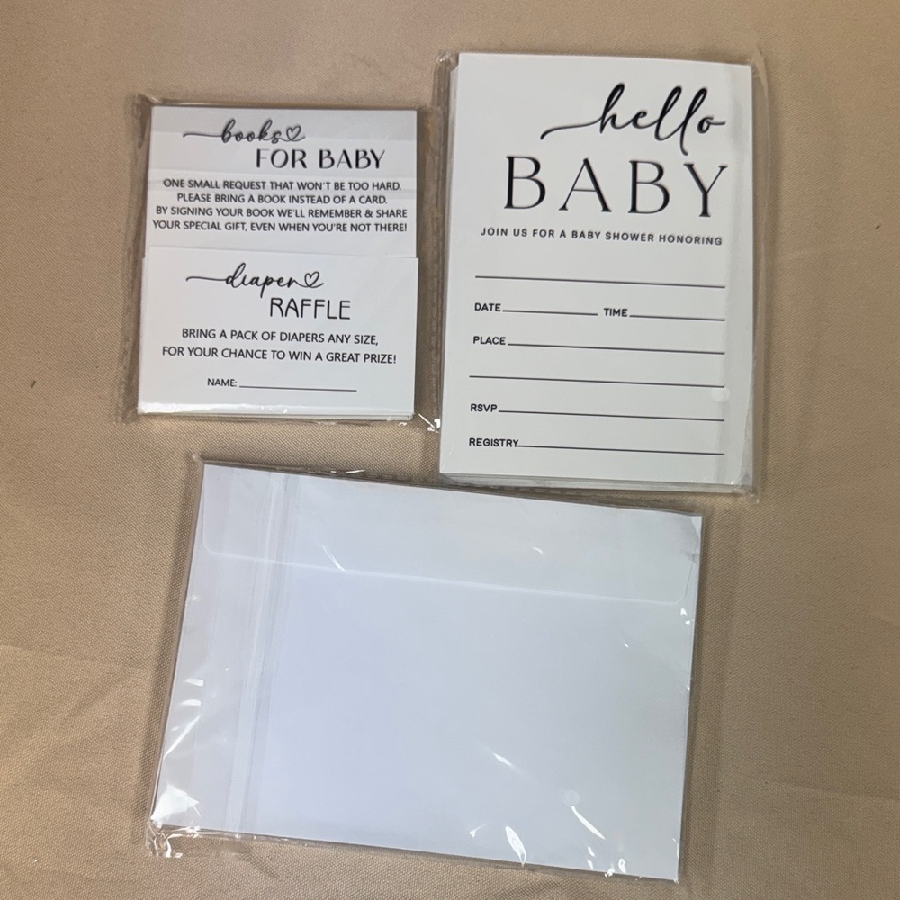 Baby Shower Invitation and Raffle Card Set Books for Baby and Diaper Raffle new